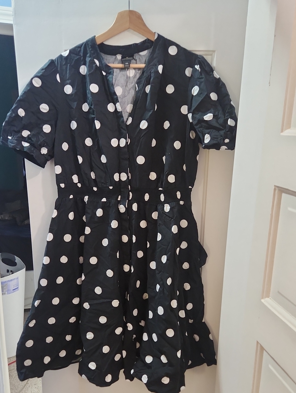 Worthington XXL Black Dress with White Polka Dots